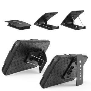Punkcase iPhone 12 Case With Tempered Glass Screen Protector, Holster Belt Clip & Built-In Kickstand [Black]
