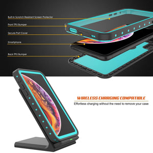 iPhone XS Waterproof IP68 Case, Punkcase [Teal] [StudStar Series] [Slim Fit] [Dirtproof]