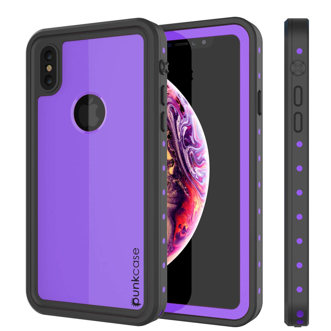 iPhone XS Waterproof IP68 Case, Punkcase [Purple] [StudStar Series] [Slim Fit] [Dirtproof]