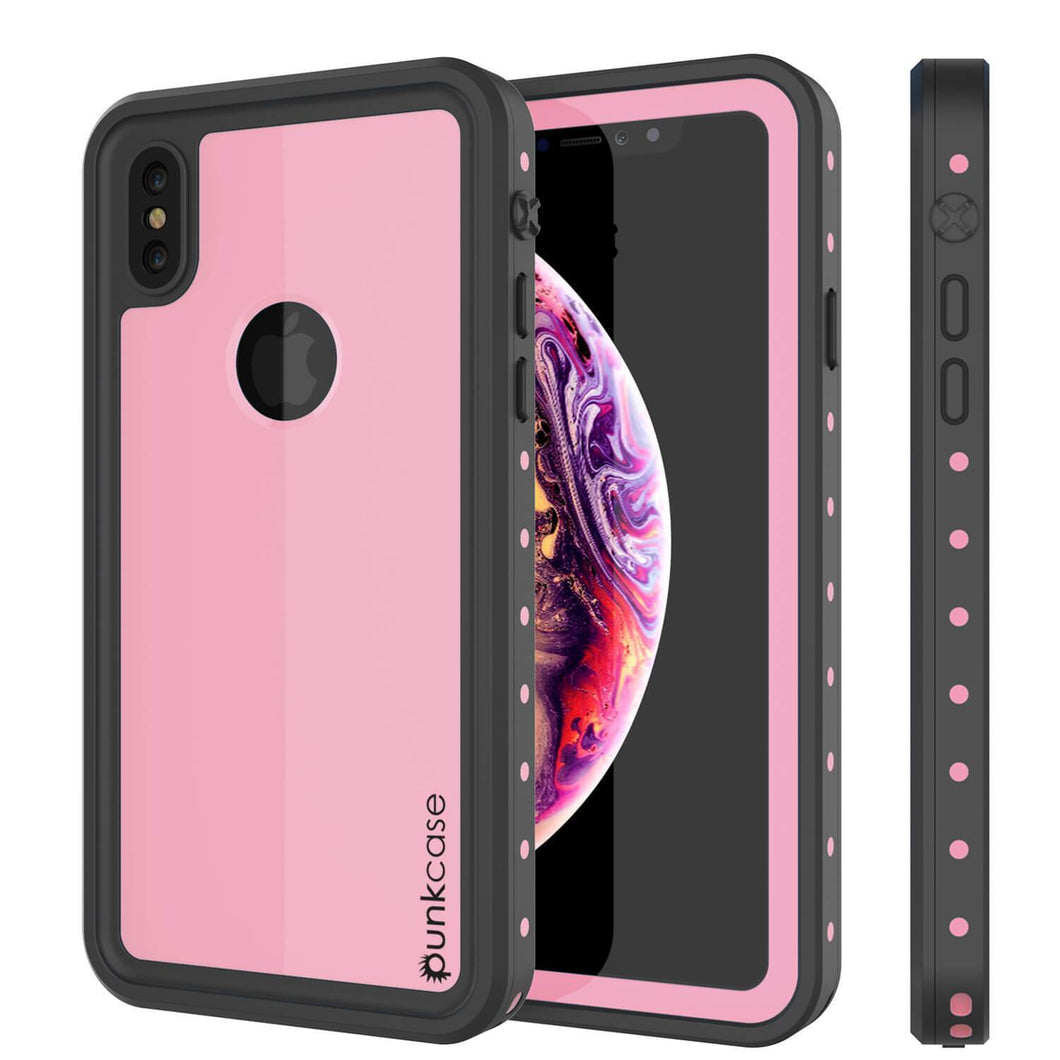 iPhone XS Waterproof IP68 Case, Punkcase [Pink] [StudStar Series] [Slim Fit] [Dirtproof]