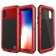 Load image into Gallery viewer, iPhone XR Metal Case, Heavy Duty Military Grade Armor Cover [shock proof] Full Body Hard [Red]
