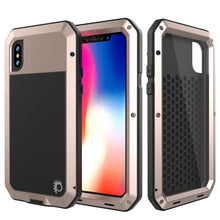 Load image into Gallery viewer, iPhone XR Metal Case, Heavy Duty Military Grade Armor Cover [shock proof] Full Body Hard [Gold]
