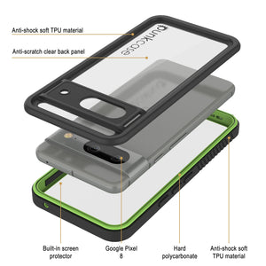 Google Pixel 8  Waterproof Case, Punkcase [Extreme Series] Armor Cover W/ Built In Screen Protector [Light Green]