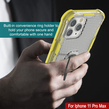 Load image into Gallery viewer, PunkCase for iPhone 11 Pro Max Case [Magnetix 2.0 Series] Clear Protective TPU Cover W/Kickstand [Yellow]
