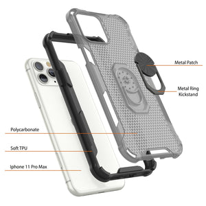 PunkCase for iPhone 11 Pro Max Case [Magnetix 2.0 Series] Clear Protective TPU Cover W/Kickstand [Black]
