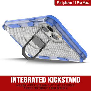 PunkCase for iPhone 11 Pro Max Case [Magnetix 2.0 Series] Clear Protective TPU Cover W/Kickstand [Blue]