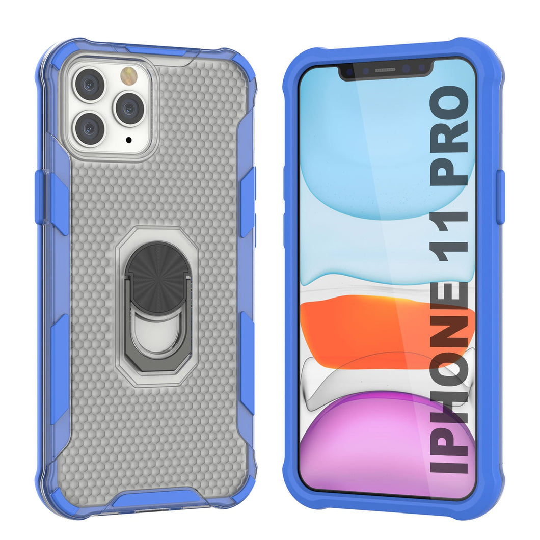 PunkCase for iPhone 11 Pro Case [Magnetix 2.0 Series] Clear Protective TPU Cover W/Kickstand [Blue]