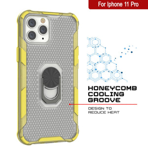 PunkCase for iPhone 11 Pro Case [Magnetix 2.0 Series] Clear Protective TPU Cover W/Kickstand [Yellow]