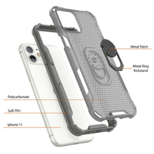 Load image into Gallery viewer, PunkCase for iPhone 11 Case [Magnetix 2.0 Series] Clear Protective TPU Cover W/Kickstand [Grey]
