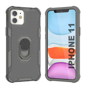 PunkCase for iPhone 11 Case [Magnetix 2.0 Series] Clear Protective TPU Cover W/Kickstand [Grey]