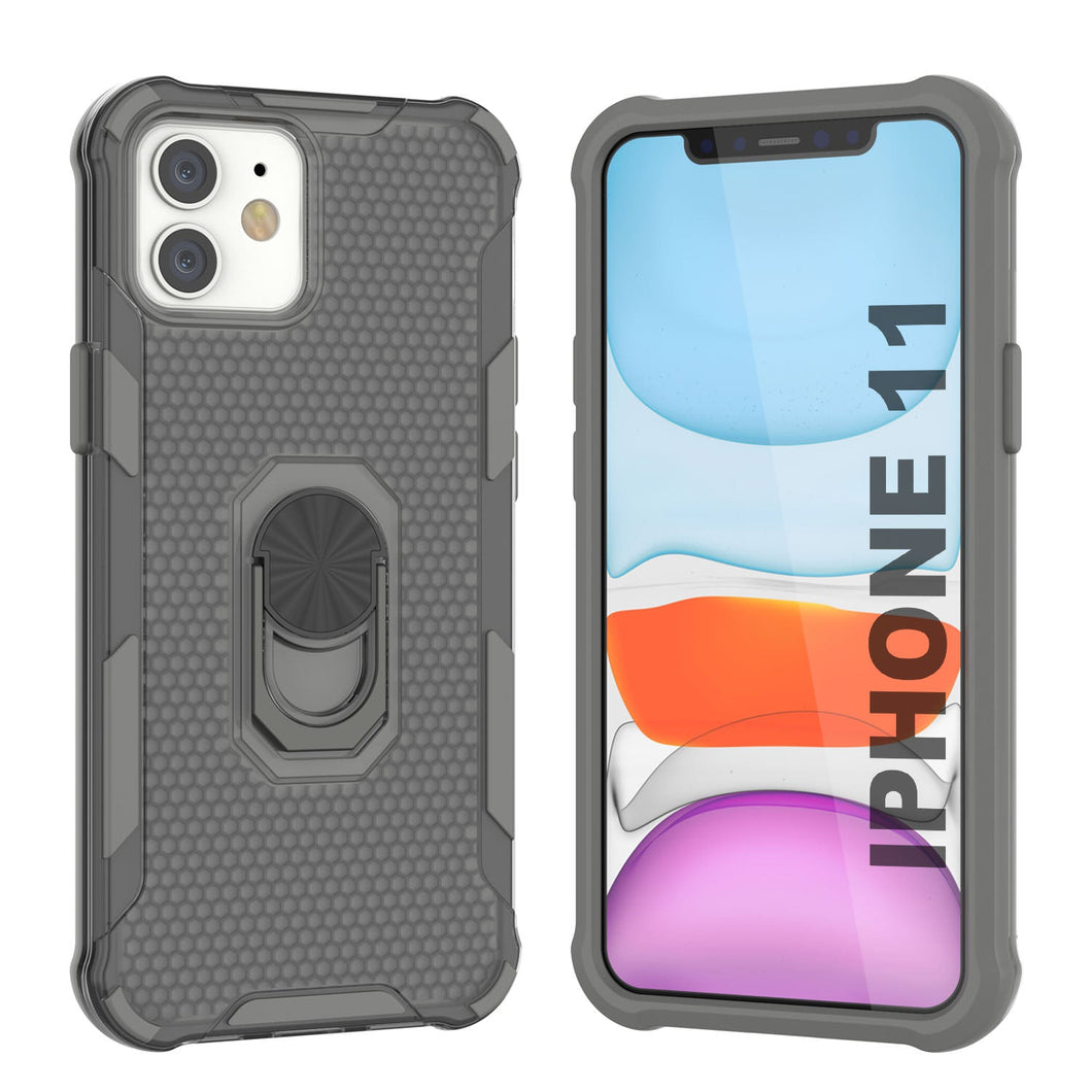 PunkCase for iPhone 11 Case [Magnetix 2.0 Series] Clear Protective TPU Cover W/Kickstand [Grey]