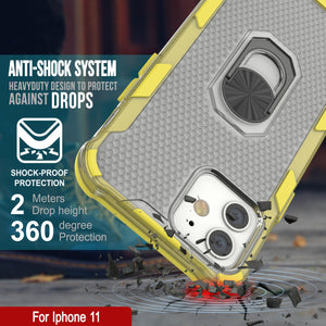 PunkCase for iPhone 11 Case [Magnetix 2.0 Series] Clear Protective TPU Cover W/Kickstand [Yellow]