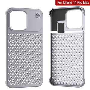 PunkCase for iPhone 14 Pro Max Aluminum Alloy Case [Fortifier Extreme Series] Ultra Durable Cover [Silver]