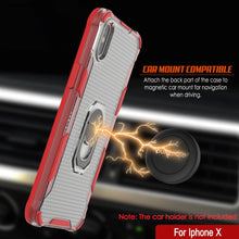 Load image into Gallery viewer, PunkCase for iPhone X Case [Magnetix 2.0 Series] Clear Protective TPU Cover W/Kickstand [Red]
