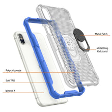Load image into Gallery viewer, PunkCase for iPhone X Case [Magnetix 2.0 Series] Clear Protective TPU Cover W/Kickstand [Blue]
