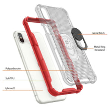 Load image into Gallery viewer, PunkCase for iPhone X Case [Magnetix 2.0 Series] Clear Protective TPU Cover W/Kickstand [Red]
