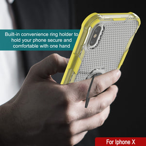 PunkCase for iPhone X Case [Magnetix 2.0 Series] Clear Protective TPU Cover W/Kickstand [Yellow]
