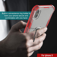 Load image into Gallery viewer, PunkCase for iPhone X Case [Magnetix 2.0 Series] Clear Protective TPU Cover W/Kickstand [Red]
