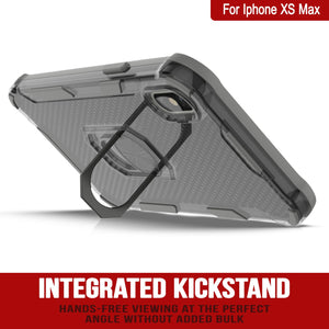 PunkCase for iPhone XS Max Case [Magnetix 2.0 Series] Clear Protective TPU Cover W/Kickstand [Grey]