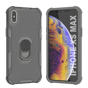 PunkCase for iPhone XS Max Case [Magnetix 2.0 Series] Clear Protective TPU Cover W/Kickstand [Grey]