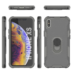PunkCase for iPhone XS Case [Magnetix 2.0 Series] Clear Protective TPU Cover W/Kickstand [Grey]
