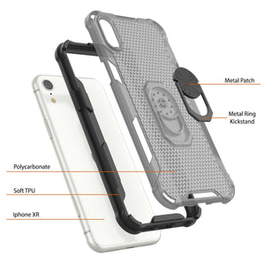 PunkCase for iPhone XR Case [Magnetix 2.0 Series] Clear Protective TPU Cover W/Kickstand [Black]