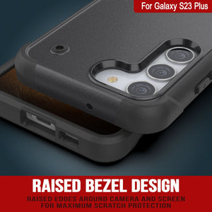 Punkcase Galaxy S23+ Plus Case [Reliance Series] Protective Hybrid Military Grade Cover W/Built-in Kickstand [grey-Black]