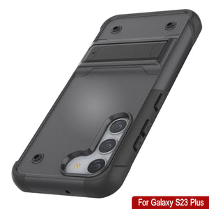 Punkcase Galaxy S23+ Plus Case [Reliance Series] Protective Hybrid Military Grade Cover W/Built-in Kickstand [grey-Black]