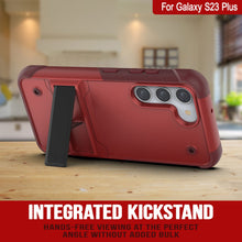 Load image into Gallery viewer, Punkcase Galaxy S23+ Plus Case [Reliance Series] Protective Hybrid Military Grade Cover W/Built-in Kickstand [Red-Rose]
