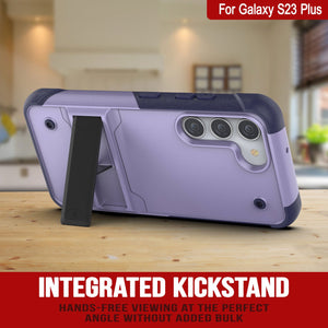 Punkcase Galaxy S23+ Plus Case [Reliance Series] Protective Hybrid Military Grade Cover W/Built-in Kickstand [Purple-Navy]