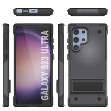 Load image into Gallery viewer, Punkcase Galaxy S23 Ultra Case [Reliance Series] Protective Hybrid Military Grade Cover W/Built-in Kickstand [Grey-Black]
