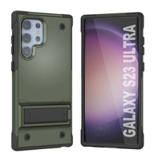 Load image into Gallery viewer, Punkcase Galaxy S23 Ultra Case [Reliance Series] Protective Hybrid Military Grade Cover W/Built-in Kickstand [Army-Green-Black]
