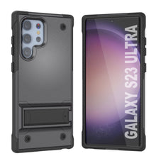 Load image into Gallery viewer, Punkcase Galaxy S23 Ultra Case [Reliance Series] Protective Hybrid Military Grade Cover W/Built-in Kickstand [Grey-Black]
