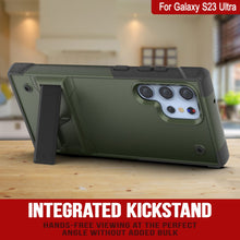 Load image into Gallery viewer, Punkcase Galaxy S23 Ultra Case [Reliance Series] Protective Hybrid Military Grade Cover W/Built-in Kickstand [Army-Green-Black]
