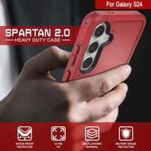 Load image into Gallery viewer, PunkCase Galaxy S24 Case, [Spartan 2.0 Series] Clear Rugged Heavy Duty Cover [Red]
