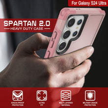 Load image into Gallery viewer, PunkCase Galaxy S24 Ultra Case, [Spartan 2.0 Series] Clear Rugged Heavy Duty Cover [Pink]
