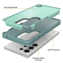 Load image into Gallery viewer, PunkCase Galaxy S24 Ultra Case, [Spartan 2.0 Series] Clear Rugged Heavy Duty Cover [Teal]
