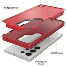 Load image into Gallery viewer, PunkCase Galaxy S24 Ultra Case, [Spartan 2.0 Series] Clear Rugged Heavy Duty Cover [Red]
