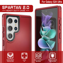 Load image into Gallery viewer, PunkCase Galaxy S24 Ultra Case, [Spartan 2.0 Series] Clear Rugged Heavy Duty Cover [Red]
