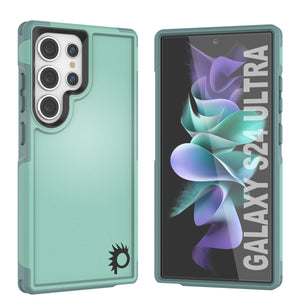 PunkCase Galaxy S24 Ultra Case, [Spartan 2.0 Series] Clear Rugged Heavy Duty Cover [Teal]