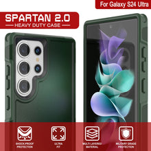 Load image into Gallery viewer, PunkCase Galaxy S24 Ultra Case, [Spartan 2.0 Series] Clear Rugged Heavy Duty Cover [Dark Green]
