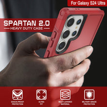 Load image into Gallery viewer, PunkCase Galaxy S24 Ultra Case, [Spartan 2.0 Series] Clear Rugged Heavy Duty Cover [Red]
