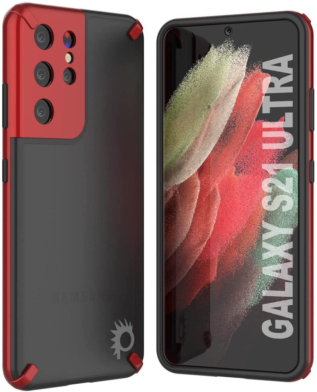Punkcase Galaxy S21 Ultra Case [Mirage Series] Heavy Duty Phone Cover (Red)