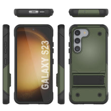 Load image into Gallery viewer, Punkcase Galaxy S23 Case [Reliance Series] Protective Hybrid Military Grade Cover W/Built-in Kickstand [Army Green-Black]
