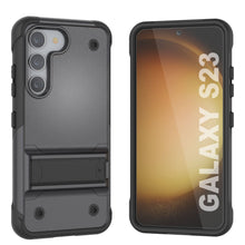 Load image into Gallery viewer, Punkcase Galaxy S23 Case [Reliance Series] Protective Hybrid Military Grade Cover W/Built-in Kickstand [Grey-Black]
