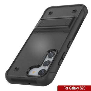 Punkcase Galaxy S23 Case [Reliance Series] Protective Hybrid Military Grade Cover W/Built-in Kickstand [Black]