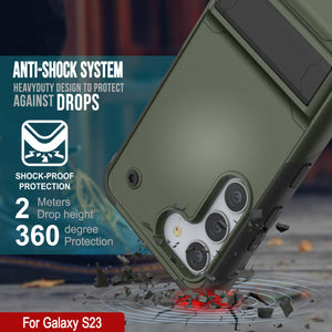 Punkcase Galaxy S23 Case [Reliance Series] Protective Hybrid Military Grade Cover W/Built-in Kickstand [Army Green-Black]