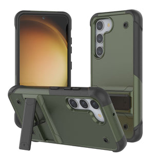 Punkcase Galaxy S23 Case [Reliance Series] Protective Hybrid Military Grade Cover W/Built-in Kickstand [Army Green-Black]