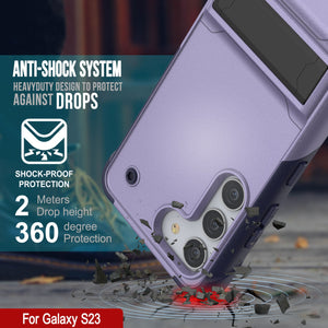 Punkcase Galaxy S23 Case [Reliance Series] Protective Hybrid Military Grade Cover W/Built-in Kickstand [Purple-Navy]