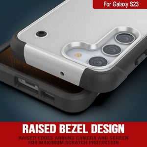 Punkcase Galaxy S23 Case [Reliance Series] Protective Hybrid Military Grade Cover W/Built-in Kickstand [White-Black]